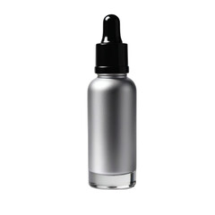 silver serum bottle on Isolated transparent background png. generated with AI