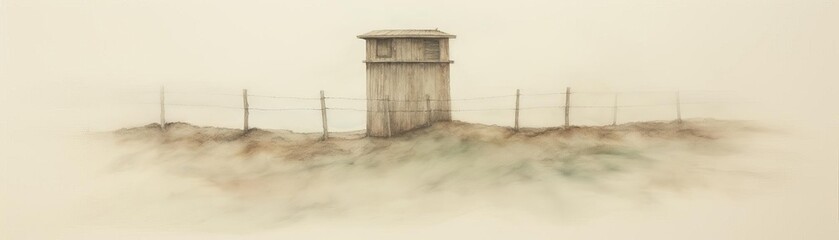 Obraz premium secluded compound high fences watchtowers