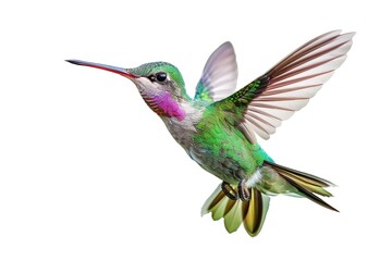 Obraz premium Ein Kolibri vor weißem Hintergrund 