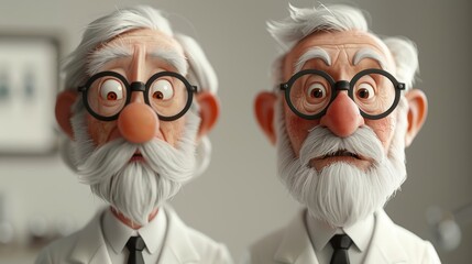 Portrait of funny old doctor with funny eyeglasses and white beard