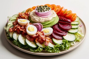 Creamy 10,000 Island Dressing Layered Salad with Fresh Veggies
