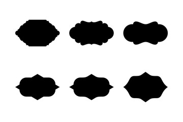 Label Frame Emblems Badges Shape black Glyph pictogram symbol visual illustration Set 