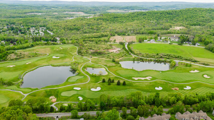 Fototapeta premium Aerial Drone of New Jersey Homes on a Mountain Hamburg