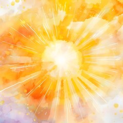 A bright yellow sun in watercolor style.