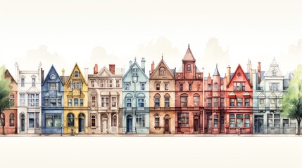 Fototapeta premium Historical architecture design view of heritage buildings theme watercolor colored pastel, detail with soft focus