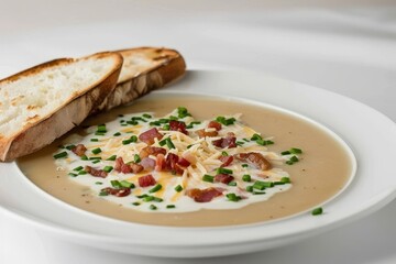 Delicious and rich Baked Potato Soup with bacon, scallions, and cheddar cheese