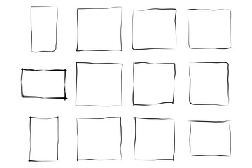 Hand Drawn Frame Square Double Thin Line pictogram symbol visual illustration Set