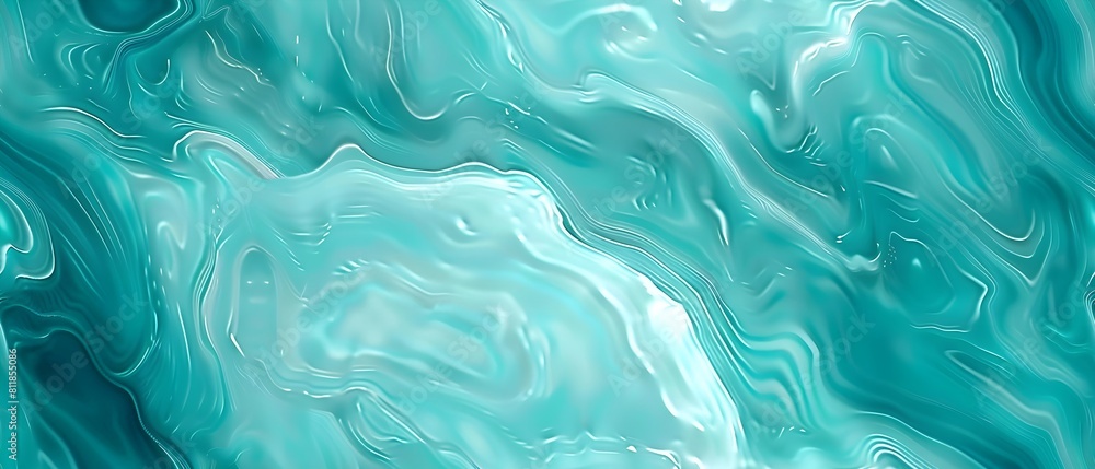 Poster abstract turquoise marble texture background with smooth wavy lines, elegant and modern design. seam