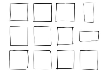 Hand Drawn Frame Square Double Thin Line pictogram symbol visual illustration Set