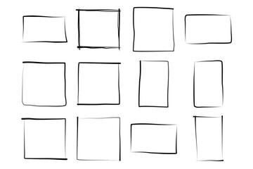 Hand Drawn Frame Square Double Thin Line pictogram symbol visual illustration Set