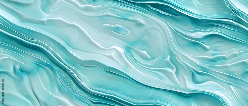 Poster Abstract turquoise marble texture background with smooth wavy lines, elegant and modern design. Seamless loop repeatable patterns. 