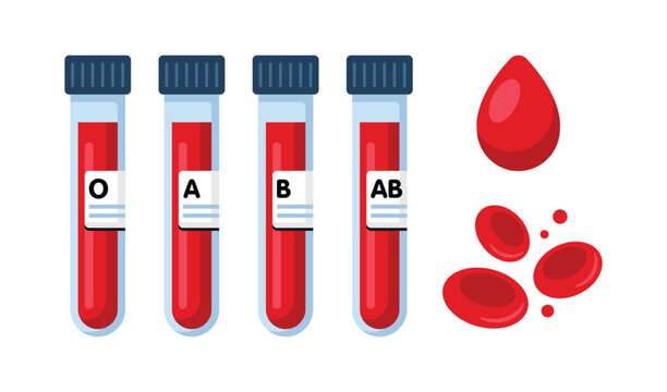 Medical test tubes with blood sample vector illustration isolated on white bacground. Laboratory research concept for biochemistry and viruses. Blood donation icon.