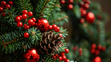 Blank card on beautiful Christmas wreath