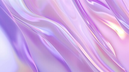 Obraz premium Iridescent background featuring a wavy glass texture in light purple and pink pastel colors, blurred with soft focus and blurred edges, featuring a gradient and depth of field effect.