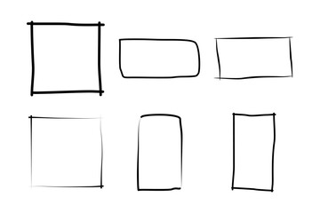 Hand Drawn Frame Square Double Thin Line pictogram symbol visual illustration Set