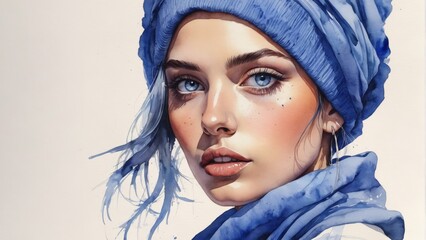 watercolor fashion illustration with an empty space