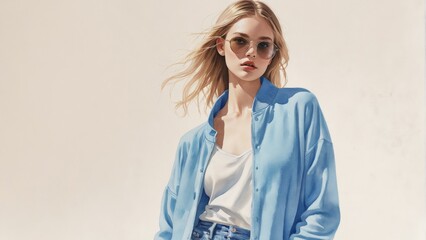 watercolor fashion illustration with an empty space