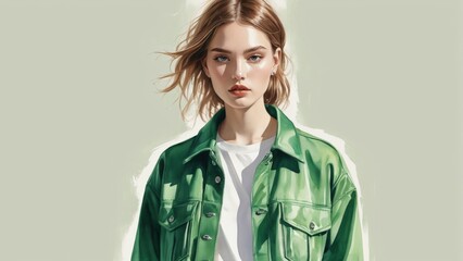 watercolor fashion illustration with an empty space