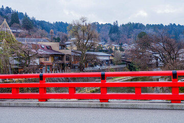 Nakabashi Bridge The Red Bridge of Takayama Japan