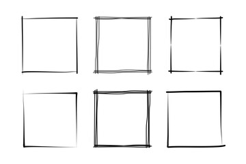 Hand Drawn Frame Square Double Thin Line pictogram symbol visual illustration Set