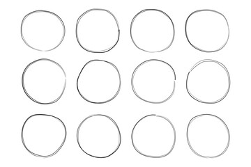 Hand Drawn Frame Circle Double Thin Line pictogram symbol visual illustration Set