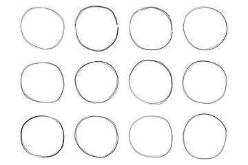 Hand Drawn Circle Double Thin Line Frame symbol visual illustration Set