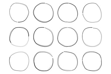 Hand Drawn Circle Double Thin Line Frame symbol visual illustration Set