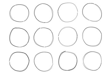 Hand Drawn Circle Double Thin Line Frame symbol visual illustration Set