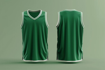 green basketball jersey template for team club, jersey sport, front and back, sleeveless tank top shirt