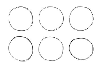Hand Drawn Circle Double Thin Line Frame symbol visual illustration Set