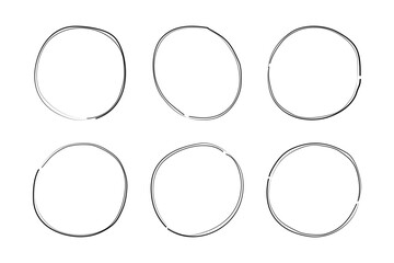 Hand Drawn Circle Double Thin Line Frame symbol visual illustration Set