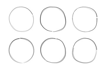 Hand Drawn Circle Double Thin Line Frame symbol visual illustration Set