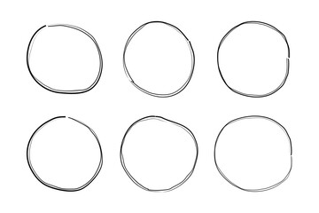 Hand Drawn Circle Double Thin Line Frame symbol visual illustration Set