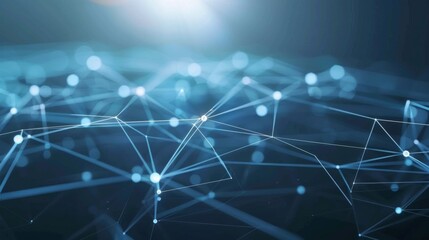 Obraz premium A complex web of interconnected lines and points glow against a dark backdrop, illustrating a network or data structure concept.