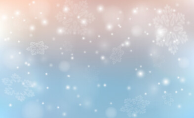 Christmas snowstorm.background, New year Card ,Winter Scene landscape Snow falling on pastel pink, blue Sky . Eps 10