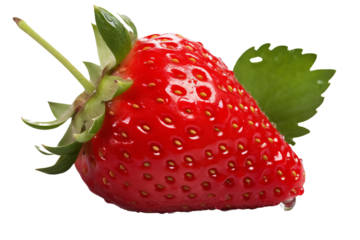 Ripe, juicy, red strawberry isolated on transparent background.