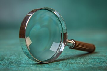 Macro shot displaying the reflective and refractive qualities of a magnifying glass on a textured fabric surface