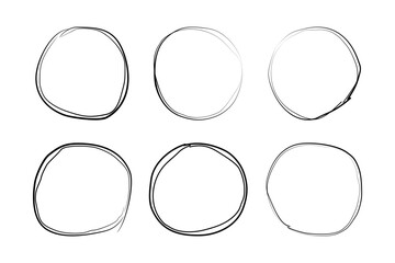 Hand Drawn Frame Circle Double Thin Line pictogram symbol visual illustration Set