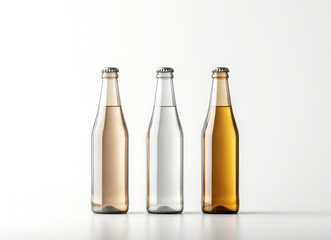 glass bottles for drinks, without labels or inscriptions, clean, copy space, mockup, product design, close-up