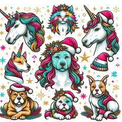 unicorn cat and dog animals image art photo harmony has illustrative meaning illustrator.