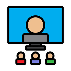 Webinar Line Filled Icon Design