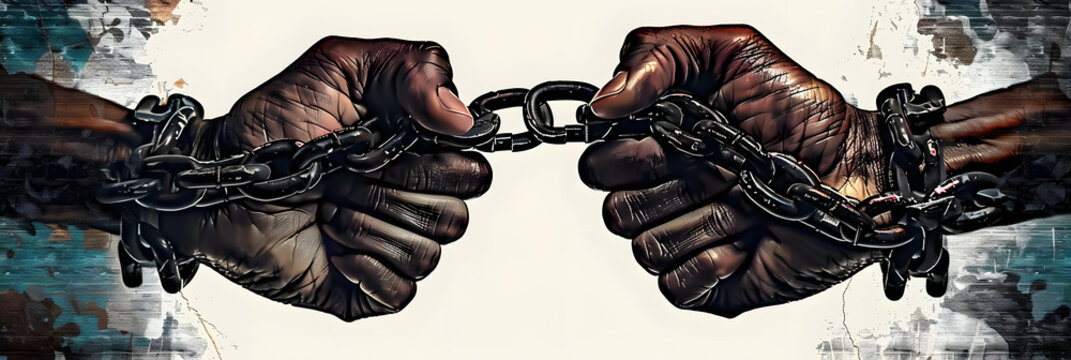 Hands breaking chain 