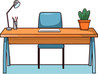 illustration of office desk