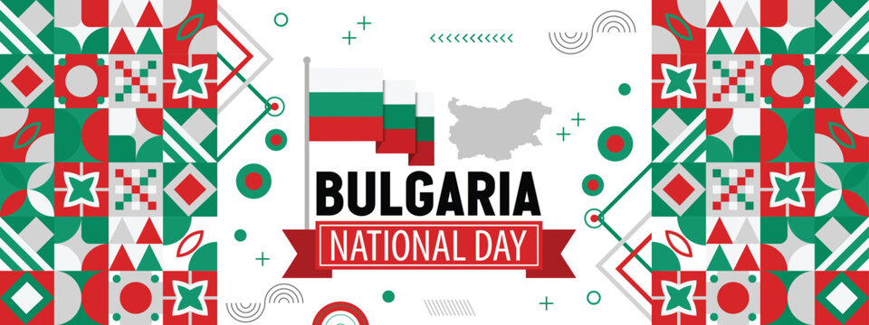 Bulgaria national day banner with Bulgarian flag colors background, creative independence day banner with raising hand. Poster, card, banner, template, for Celebrate annual - Powered by Adobe