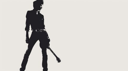A rockstar figure stands out boldly against a stark white background