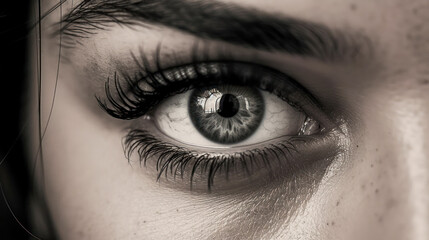 female eyes macro close-up, expressive, shallow depth of field