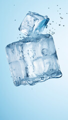 Obraz premium close-up photo of water ice cubes in the water, on the surface, minimalism background wallpaper