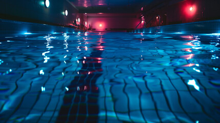 Fototapeta premium swimming pool light waves night underwater lights 