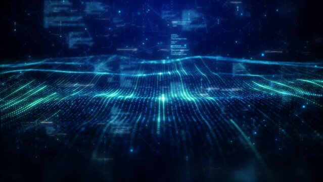 Abstract digital grid with flowing data lines, perfect for technology blogs.