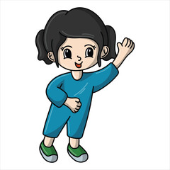 Kids Girl Character Cartoon Say Hay